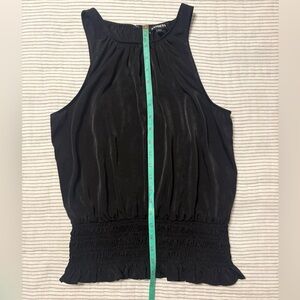 Express Black Gathered Sleeveless Blouse